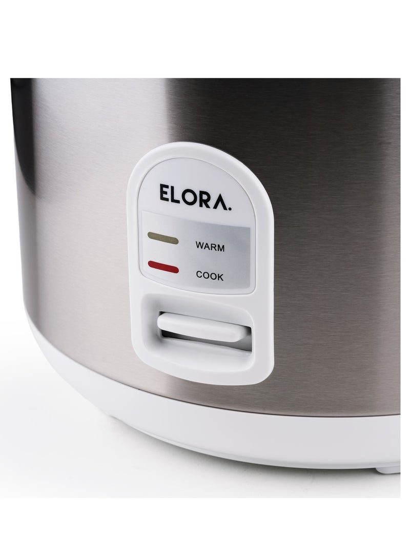 ELORA Electric Rice Cooker With Automatic Cooking, Keep Warm, Safety Protection, And Steamer - Easy to Use, Convenient, Durable 2.2 L- EL-RC-6133 Grey - Image 3